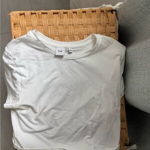 Aritzia TNA Cropped White Tee